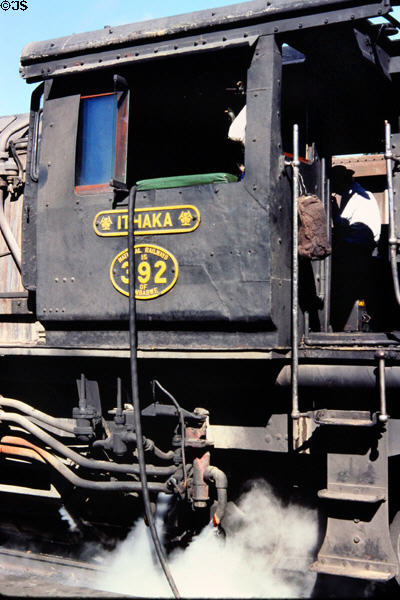 Cab of Steam locomotive 392 (Ithaka) of National Railways of Zimbabwe at Victoria Falls. Zimbabwe.