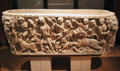 Roman lion hunting carved stone sarcophagus at Kunsthistorisches Museum. Vienna, Austria.