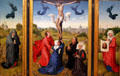 Crucifixion triptych painting by Rogier van der Weyden at Kunsthistorisches Museum. Vienna, Austria.