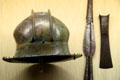 Early iron age helmet, spear points & axe at Museum of Natural History. Vienna, Austria.
