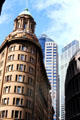 The old & modern architecture seen from corner of Hunter & O'Connell Streets. Sydney, Australia.