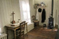 Simple furnishings of Van Gogh House in Cuesmes representing simplicity of his life as a layman preacher. Mons, Belgium.