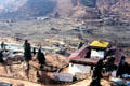 Rinpung Dzong & valley viewed from national museum in Paro. Bhutan