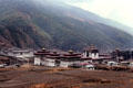 Massive building of Tashichho Dzong in Thimpu which houses national administration & religion. Bhutan.