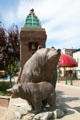 Statue of Grizzly Bears & Cub on MacKenzie Ave. Revelstoke, BC