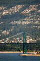 Lions Gate Bridge against housing of North Shore. Vancouver, BC.