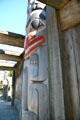 Lower detail of Mortuary Haida house frontal pole by Bill Reid with Douglas Cranmer at Museum of Anthropology at UBC. Vancouver, BC.
