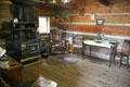 Log cabin interior at Burnaby Village Museum. Burnaby, BC.