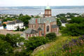 Our Lady of the Assumption Church from Carleton Martello Tower against Saint John Harbor. Saint John, NB.
