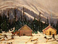 Snow, Lake O'Hara painting on board by J.E.H. Macdonald at McMichael Gallery. Kleinburg, ON