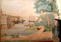 Port with sailing & steam ships detail of Croscup's painted room of Nova Scotia at National Gallery of Canada. Ottawa, ON.