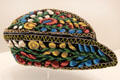 Embroidered native Glengarry cap by Haudenosaunee artist at National Gallery of Canada. Ottawa, ON.