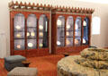 Lounge with collection of early Islamic ceramics at Aga Khan Museum. Toronto, ON.