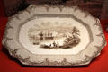 Stoneware platter with view of Quebec City by Podmore, Walker & Co of Tunstall, England at Gardiner Museum. Toronto, ON.