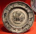 Earthenware transfer plate with Arctic scene by unknown at Gardiner Museum. Toronto, ON.