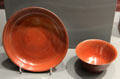 Meissen red Böttger polished stoneware bowl & saucer at Gardiner Museum. Toronto, ON.