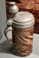 Meissen red & buff stoneware tankard with pewter mounts at Gardiner Museum. Toronto, ON.