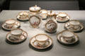 Meissen porcelain tea, coffee, chocolate service with underglaze European scenes in private collection. ON.