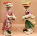 Meissen porcelain figurines of women selling cherries & cucumbers modeled by Johann Joachim Kändler & Peter Reinicke in private collection. ON.