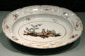 Porcelain platter with country castle scene by Fürstenberg of Germany at Gardiner Museum. Toronto, ON.