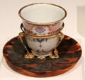 Porcelain chocolate cup & tortoiseshell trembleuse stand from Austria or southern Germany at Gardiner Museum. Toronto, ON.