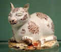Porcelain cat & mouse figure made by Manuf. Saint-Cloud of Paris at Gardiner Museum. Toronto, ON