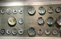 Collection of English delftware decorative plates at Gardiner Museum. Toronto, ON.