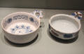 Porringer & porringer or bleeding bowl both of English delftware from London at Gardiner Museum. Toronto, ON.