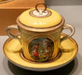 Porcelain chocolate cup & saucer by James Banford for Derby at Gardiner Museum. Toronto, ON