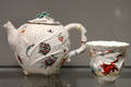 Fritware teapot & beaker by Chelsea of London at Gardiner Museum. Toronto, ON