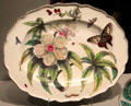 Fritware platter with 'Hans Sloane' botanical design by Chelsea of London at Gardiner Museum. Toronto, ON