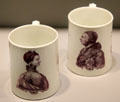 Steatitic mugs with image of King George III & Queen Charlotte by Worcester of England at Gardiner Museum. Toronto, ON.