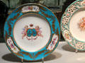 Bone china plate in style of Sèvres by Minton of Stoke-on-Trent, England at Gardiner Museum. Toronto, ON.