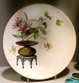 Bone china plate in Aesthetic style by Edmond G. Reuter & Richard W. Pilsbury for Minton of Stoke-on-Trent, England at Gardiner Museum. Toronto, ON.