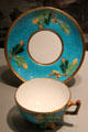 Bone china teacup & saucer attrib. Thomas Kirkby for Minton of Stoke-on-Trent, England at Gardiner Museum. Toronto, ON.