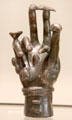 Roman bronze sculpted hand covered with sacred symbols from Caglia, central Italy at Royal Ontario Museum. Toronto, ON.