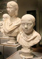 Roman marble busts of woman & boy at Royal Ontario Museum. Toronto, ON.