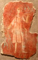 Tomb wall painting on plaster showing standing Maenad holding drinking cup from Eastern Mediterranean at Royal Ontario Museum. Toronto, ON.