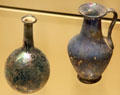 Blue glass flasks from Syria or Palestine at Royal Ontario Museum. Toronto, ON.