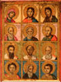 Mary, Jesus & John Baptist over array of nine Saints tempera painting from Greece at Royal Ontario Museum. Toronto, ON.