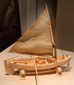 Inuit whaleboat model carving from Baffin Island at Royal Ontario Museum. Toronto, ON.
