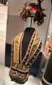 Ojibwe feather headdress & shoulder pouch with snakeskin strap at Royal Ontario Museum. Toronto, ON.