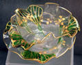 Glass fingerbowl with green & gilt decoration by Thomas Webb & Sons of Stourbridge, England at Royal Ontario Museum. Toronto, ON.