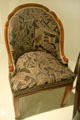 Art Deco upholstered side chair from France at Royal Ontario Museum. Toronto, ON.