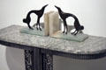 Art Deco bronze & onyx bookends with greyhounds from Grigio, Italy at Royal Ontario Museum. Toronto, ON.