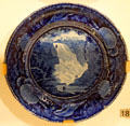 Earthenware plate with blue transfer-print of Fall of Montmorenci near Quebec by Enoch Wood & Sons of Burslem, Staffordshire, England at Royal Ontario Museum. Toronto, ON.