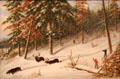 Huntsmen Shooting Moose in Winter painting by Cornelius Krieghoff at Art Gallery of Ontario. Toronto, ON.