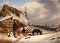 Log Cabin, Winter Scene, Lake St. Charles painting by Cornelius Krieghoff at Art Gallery of Ontario. Toronto, ON.