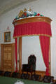Throne of Queen's representative in upper chamber of Province House. Charlottetown, PE