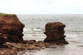 Eroded pinnacles in surf at North Cape. PE.